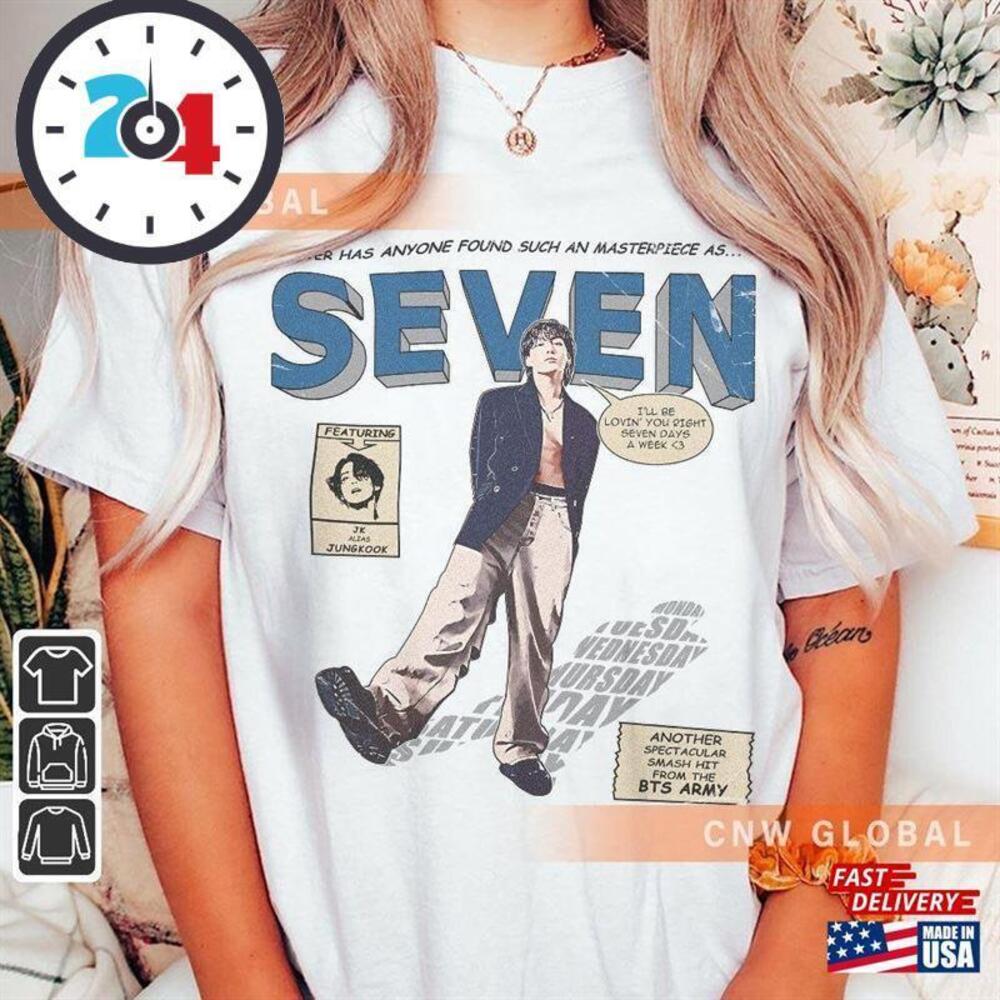 Jungkook Comic Shirt 90S  Kpop Art Seven Album Concert Tour Tee